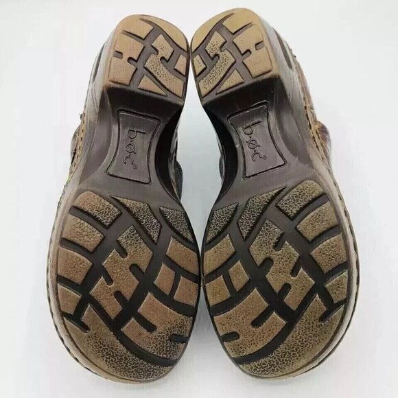 BOC Womens Shoes Size 6.5 Brown Clogs Born Concept Peggy Paisley Floral Embossed - Picture 9 of 11